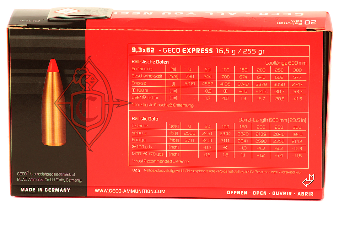 Патрон нарезной GECO 9.3x62 EXPRESS