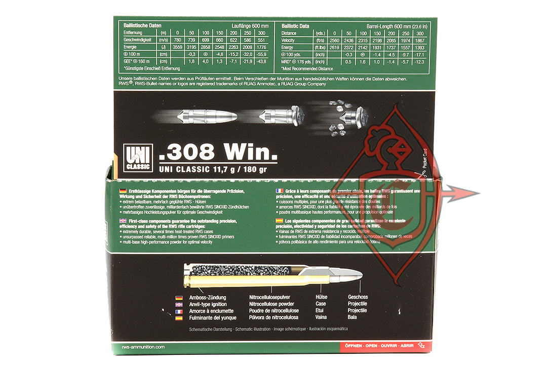 Патрон нарезной RWS .308 Win. UNI CLASSIC