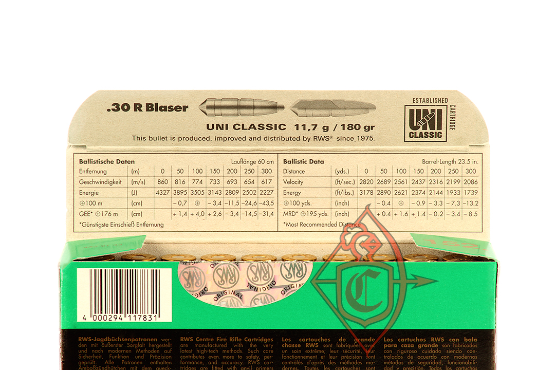 Патрон нарезной RWS .30R Blaser Uni Classic