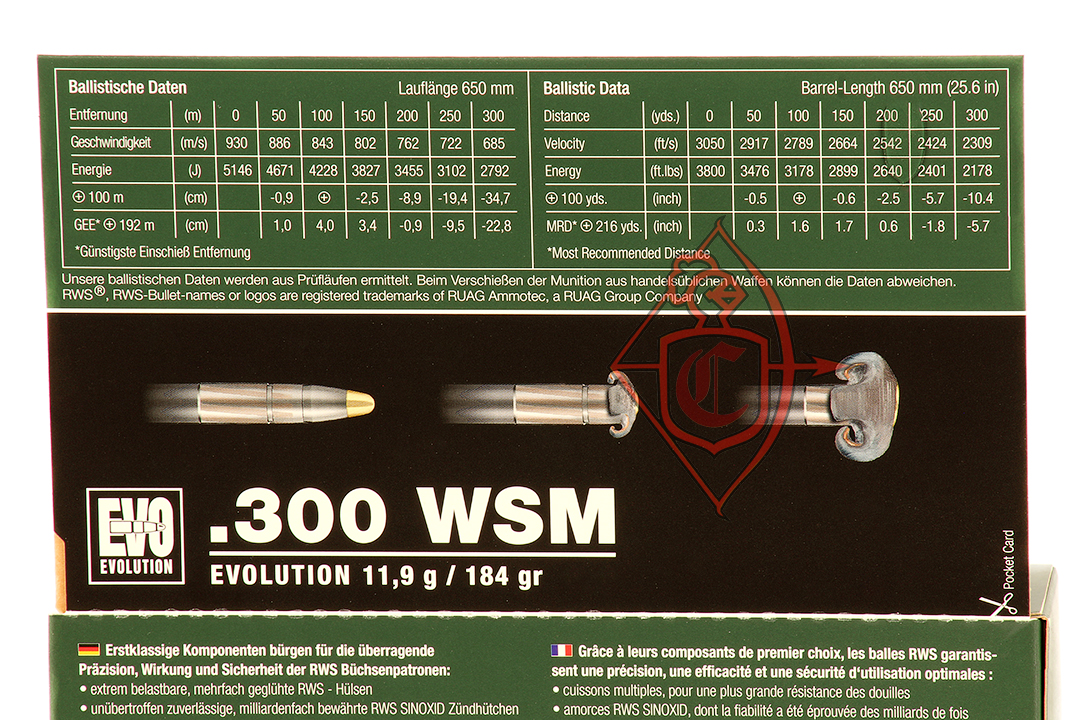 Патрон нарезной RWS .300 W.S.M. EVOLUTION